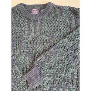 Allen‎ Lolly Nottingham England Men's Cable-knit Pullover Sweater Large Navy/Grn